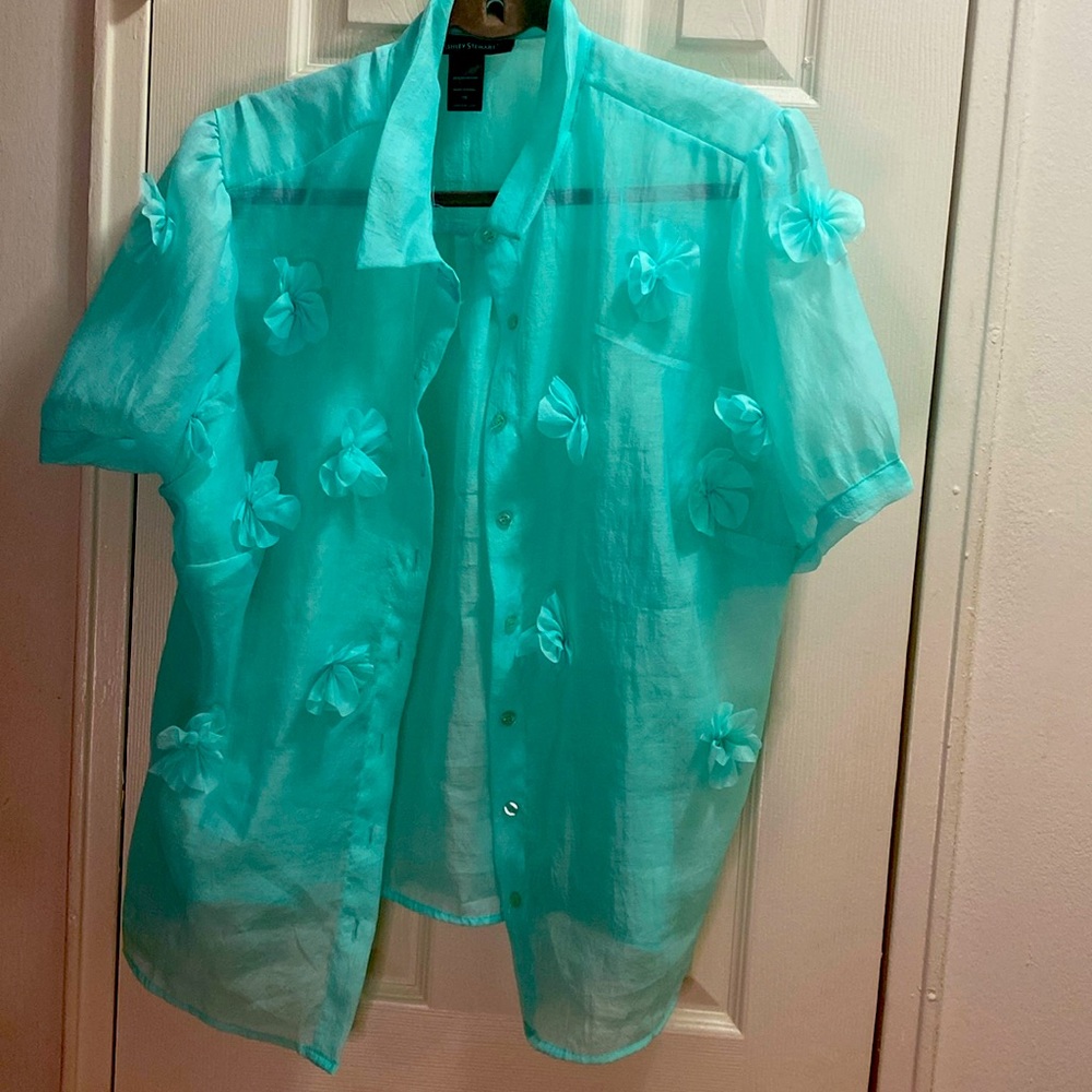 Ashley Stewart sheer flower shirt